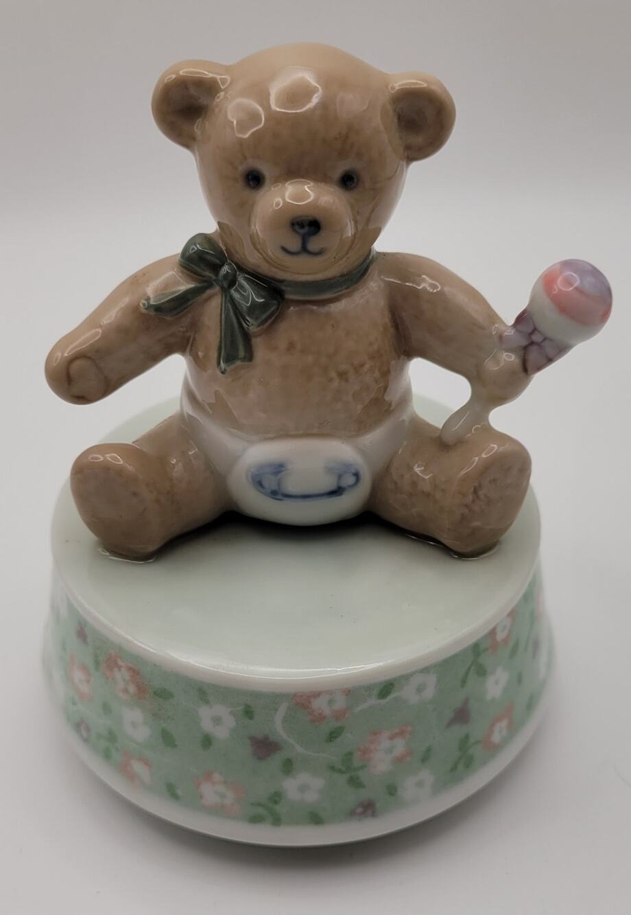 Otagiri Japan Baby Teddy Bear Porcelain Music Box “Let Me Be Your Teddy Bear"